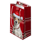 Petit Sac Cadeau Jack Russell Terrier Red Holiday Plaid Noël (Devant Angle)