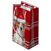 Petit Sac Cadeau Jack Russell Terrier Red Holiday Plaid Noël (Dos Angle)
