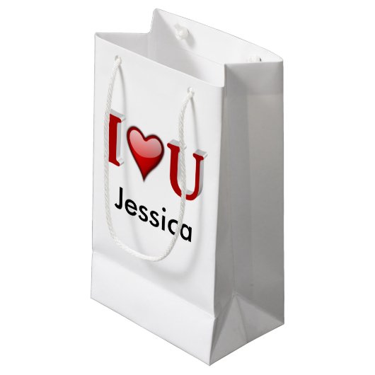 Petit Sac Cadeau J'aime U Valentines personnalisées Jour (Devant Angle)