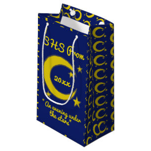 Petit Sac Cadeau Jaune Bleu Nuit Ciel Croissant Lune Étoiles Prom
