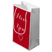 Petit Sac Cadeau Je t'aime Rouge Nom Personnalisé (Dos Angle)