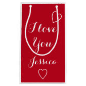 Petit Sac Cadeau Je t'aime Rouge Nom Personnalisé (Devant)