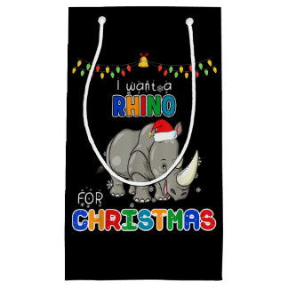 Petit Sac Cadeau Je Veux Un Rhino Pour Noël Rhino Drôle Cadeau De N