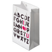 Petit Sac Cadeau JE VOUS AIME - Sacs-Cadeaux Alphabet Romantique (Devant Angle)