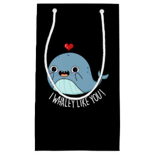 Petit Sac Cadeau Je Whaley Aime Vous Drôle Baleine Pun Dark BG