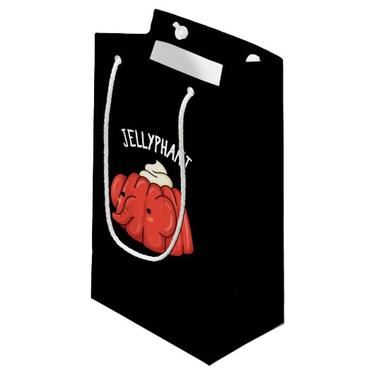 Petit Sac Cadeau Jellyphant Funny Elephant Jelly Pun Dark BG (Devant Angle)