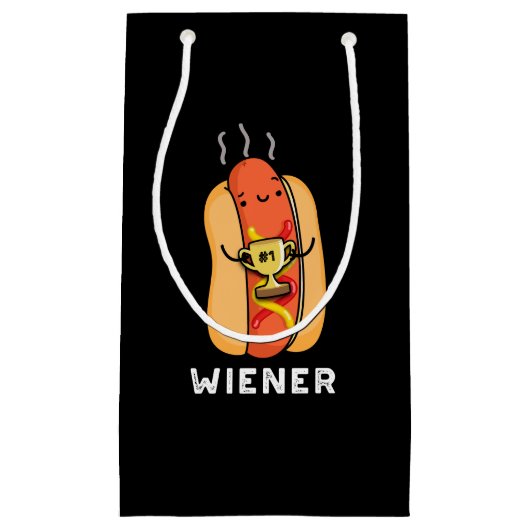 Petit Sac Cadeau Jeu de saucisse drôle Wiener BG foncé (Devant)