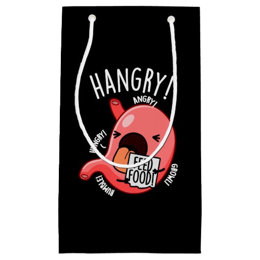 Petit Sac Cadeau Jeu d'estomac factice Hangry Funny BG Dark (Devant)