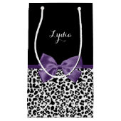 Petit Sac Cadeau Jeune Empreinte de léopard Joli Ruban Violet Avec  (Devant)