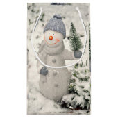Petit Sac Cadeau Joie de Noël avec Snowman souriant (Dos)