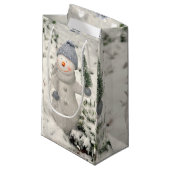 Petit Sac Cadeau Joie de Noël avec Snowman souriant (Devant Angle)