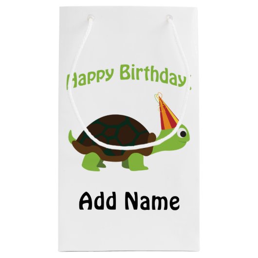 Petit Sac Cadeau Joli anniversaire ! Tortue (Dos)