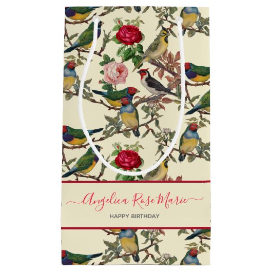 Petit Sac Cadeau Joli Chintzy Victorian Scrapbook Bird Design (Devant)