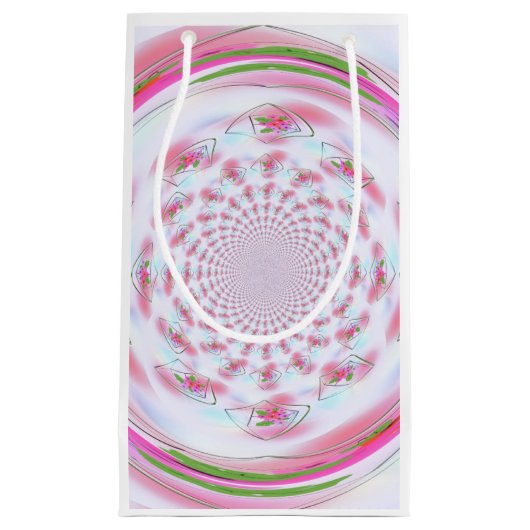 Petit Sac Cadeau Joli design de fractures rose et vert (Devant)