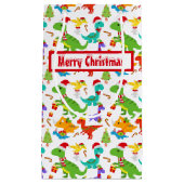 Petit Sac Cadeau Joli Dinosaures de Noël (Devant)