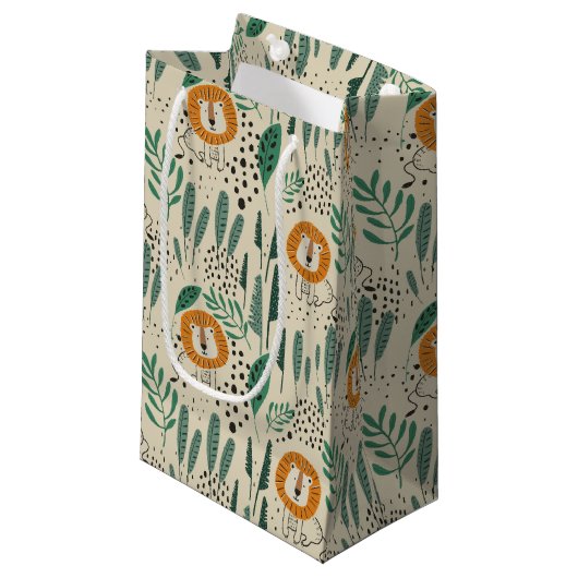 Petit Sac Cadeau Joli Doodle Lion Jungle Rainforest Motif (Devant Angle)