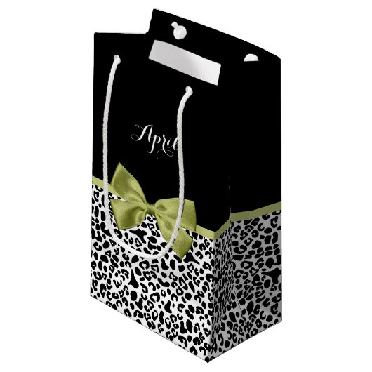 Petit Sac Cadeau Joli Empreinte de léopard Spring Green Bow avec no (Devant Angle)