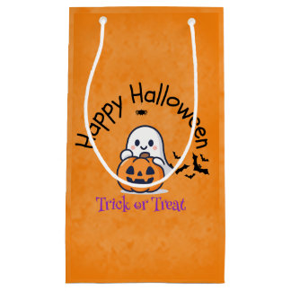 Petit Sac Cadeau Joli fantôme et citrouille pour la chasse aux bonb