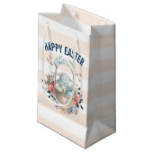 Petit Sac Cadeau Joli lapin en Panier et jolies fleurs de Pâques (Devant Angle)