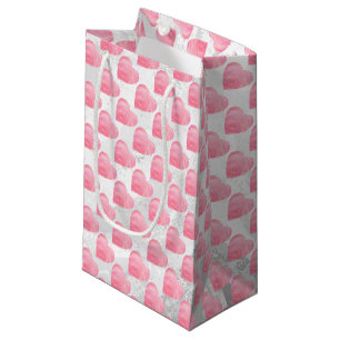 Petit Sac Cadeau Joli Motif de Coeurs Roses