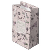 Petit Sac Cadeau Joli motif d'insecte rose et vert (Devant Angle)