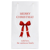 Petit Sac Cadeau Joli Noël Rouge Bow (Devant)