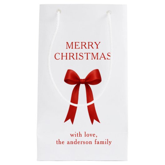 Petit Sac Cadeau Joli Noël Rouge Bow (Devant)