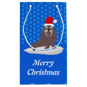 Petit Sac Cadeau Joli Noël Walrus et Snowflakes Custom (Dos)