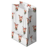 Petit Sac Cadeau Joli renne de bois Elfe de Noël (Devant Angle)