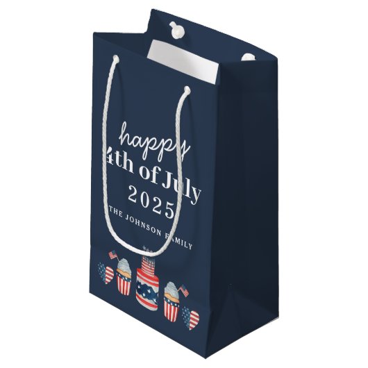 Petit Sac Cadeau Jolie 4 juillet Rouge Blanc Et Bleu (Devant Angle)