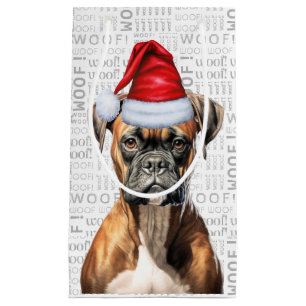 Petit Sac Cadeau Jolie boîte de Noël Chien de vacances Woof Word Ar