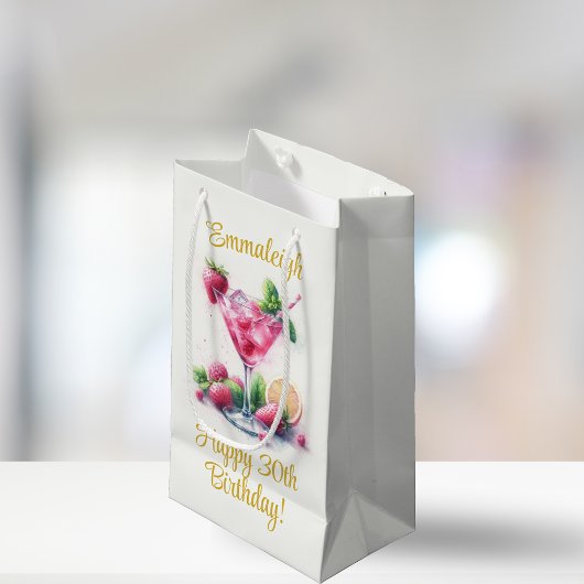 Petit Sac Cadeau Jolie en rose 30e anniversaire fête