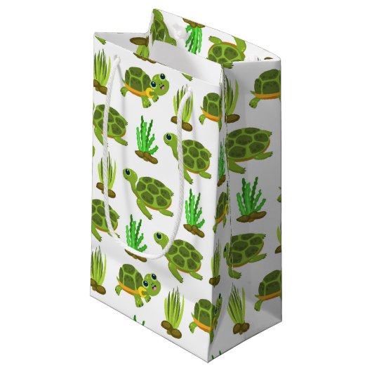 Petit Sac Cadeau Jolie plage tortue carrelée (Devant Angle)