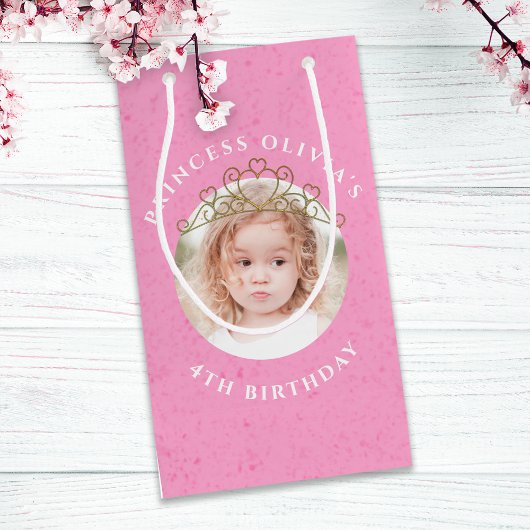 Petit Sac Cadeau Jolie Rose Anniversaire Princesse Tiara Simple