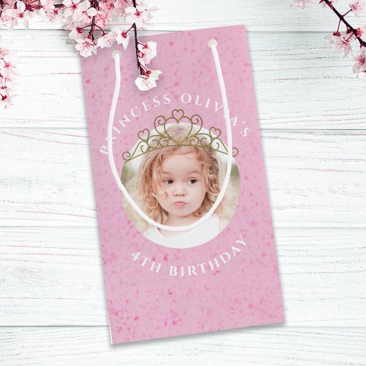 Petit Sac Cadeau Jolie Rose Anniversaire Princesse Tiara Simple
