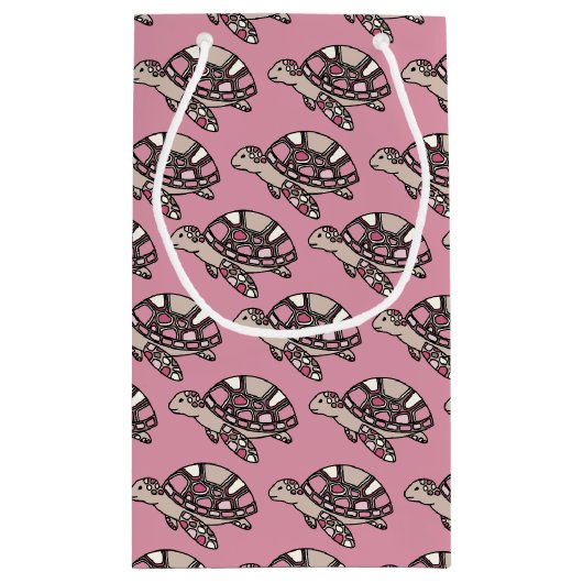 Petit Sac Cadeau Jolie tortue de mer rose (Dos)