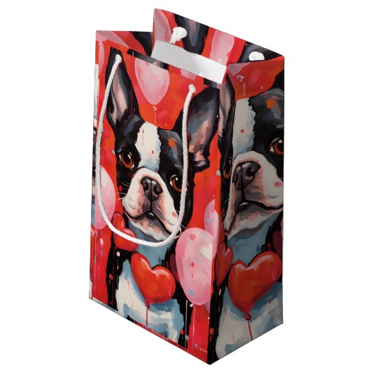 Petit Sac Cadeau Jour de Boston Terrier Valentines (Dos Angle)