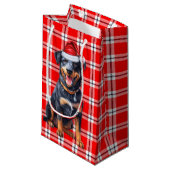 Petit Sac Cadeau Jour de Noël Beauceron Chien et Rouge (Devant Angle)