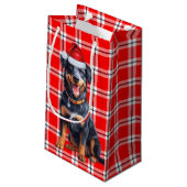Petit Sac Cadeau Jour de Noël Beauceron Chien et Rouge (Dos Angle)