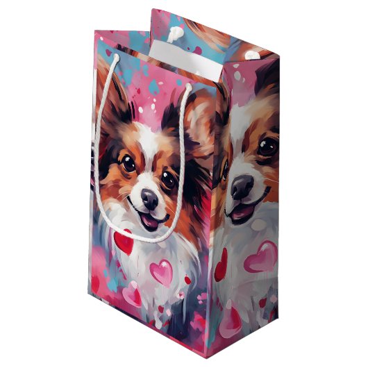 Petit Sac Cadeau Jour des Valentines, chien de papillon (Dos Angle)