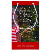 Petit Sac Cadeau Jours Joyeux Rustique Snowman brillant Nom personn (Dos)