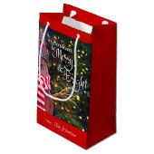 Petit Sac Cadeau Jours Joyeux Rustique Snowman brillant Nom personn (Dos Angle)