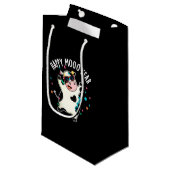 Petit Sac Cadeau Joyeuse Moo Année Funny Cow Pun Dark BG (Devant Angle)