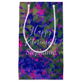 Petit Sac Cadeau Joyeuse retraite Purple Blue Garden Main peinte (Devant)