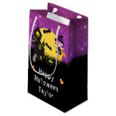 Petit Sac Cadeau Joyeuse sorcière de fête d'Halloween violet (Dos Angle)