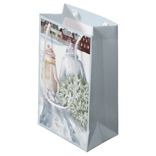 Petit Sac Cadeau Joyeuses fêtes (Devant Angle)