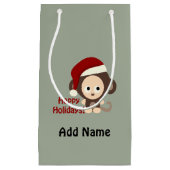 Petit Sac Cadeau Joyeuses fêtes ! Bébé singe (Devant)