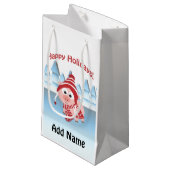 Petit Sac Cadeau Joyeuses fêtes ! Cochon d'hiver (Devant Angle)