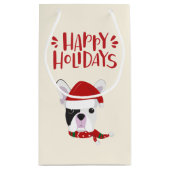Petit Sac Cadeau Joyeuses fêtes - Cute Père Noël Frenchie - Noël (Dos)