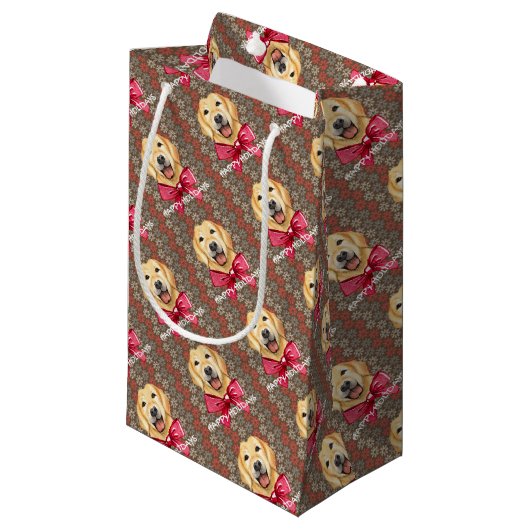 Petit Sac Cadeau Joyeuses fêtes de chien (Devant Angle)